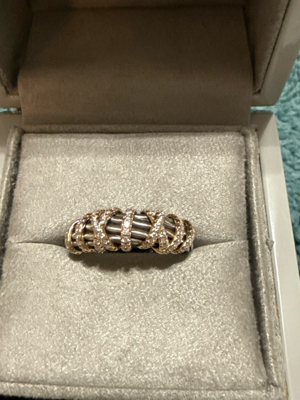 David Yurman Helena Ring Size 7 Silver  - Two-Tone Designer Ring - Picture 2 of 5